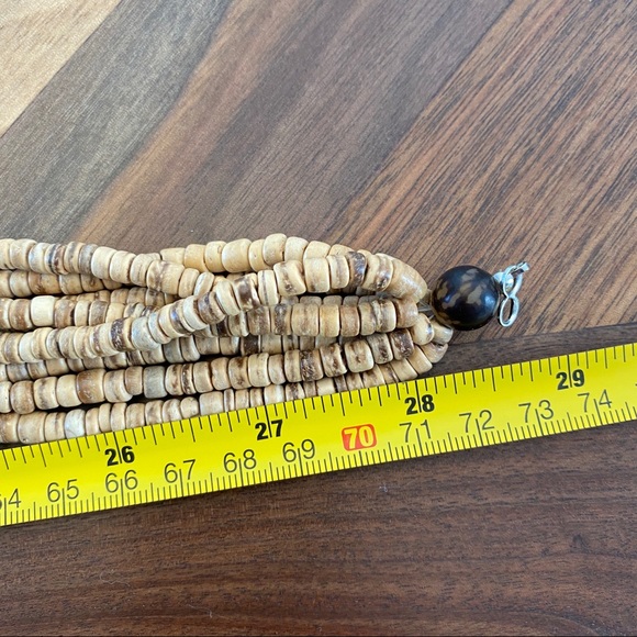 Artisan boho wooden bead statement necklace - Picture 4 of 4